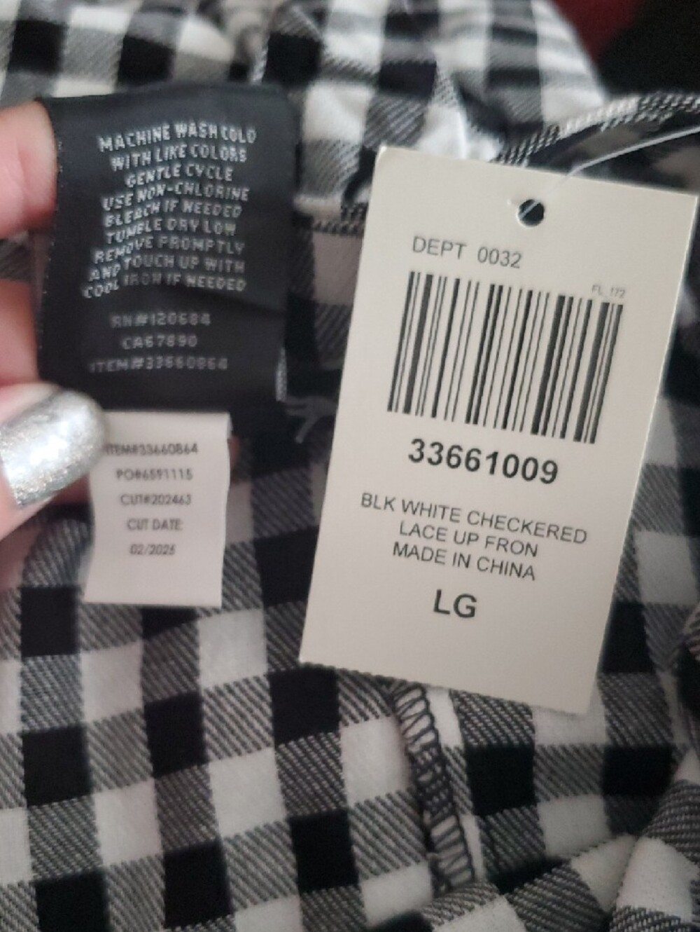 Hot Topic Black and White Gingham Lace-Up Tiered A-Line Skirt - Picture 12 of 15